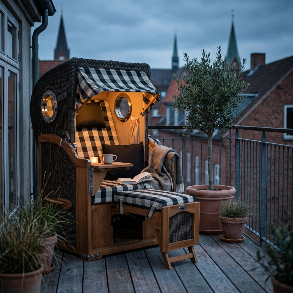 Strandkorb Düne Single Bullauge Teak PE Grey Dessin 505 - Bild 3