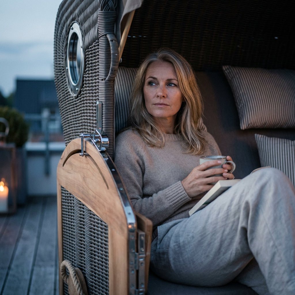 Strandkorb Schillig XL Bullauge Teak PE Grey Dessin 534 - Bild 4