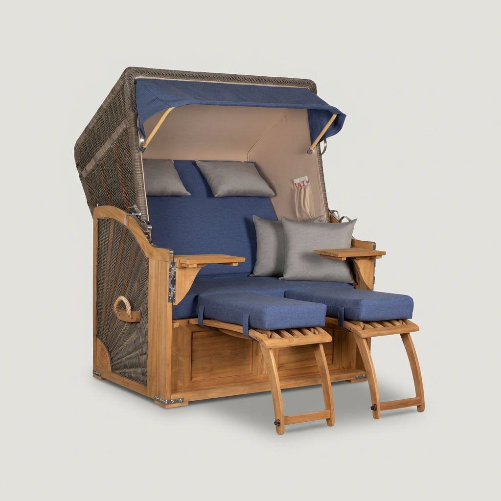 Strandkorb Seeblick Teak PE Grey Dessin 595 - Bild 1