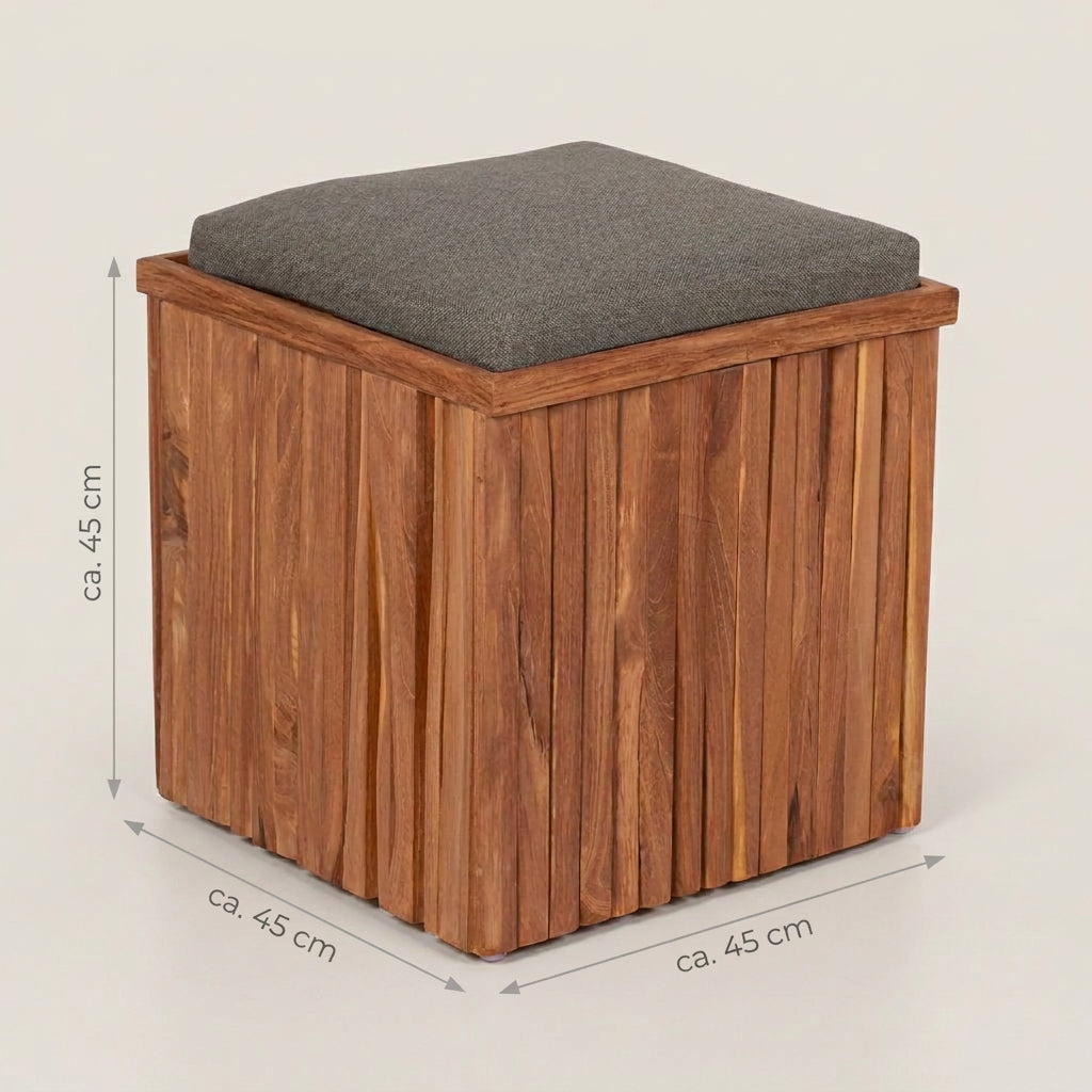 Hocker Oxford mit Sitzkissen dunkelgrau