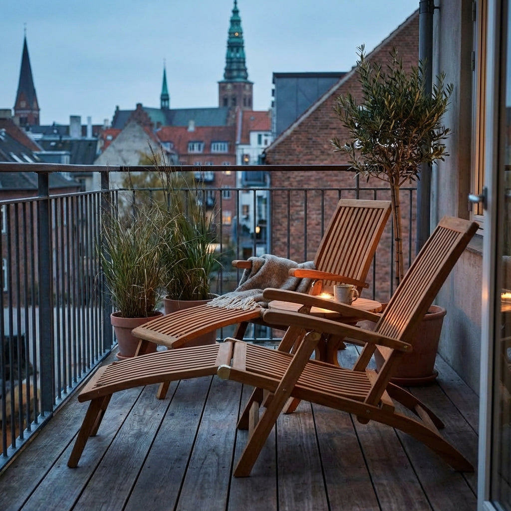 Gartenmöbelset Yacht & Burton aus massivem Teakholz mit Deckchairs und Beistelltisch