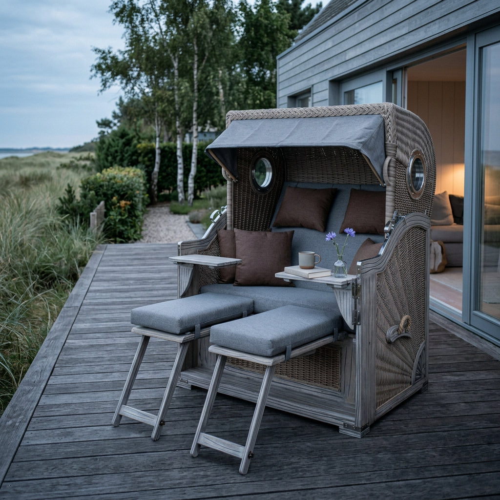 Strandkorb Dünenblick XL in Weiß-Kubu Grau - Bild 7