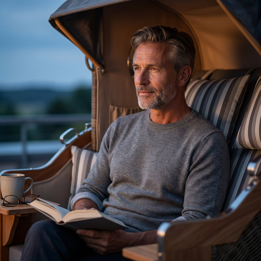 Strandkorb Düne Bullauge Teak PE Grey Dessin 544 - Bild 6