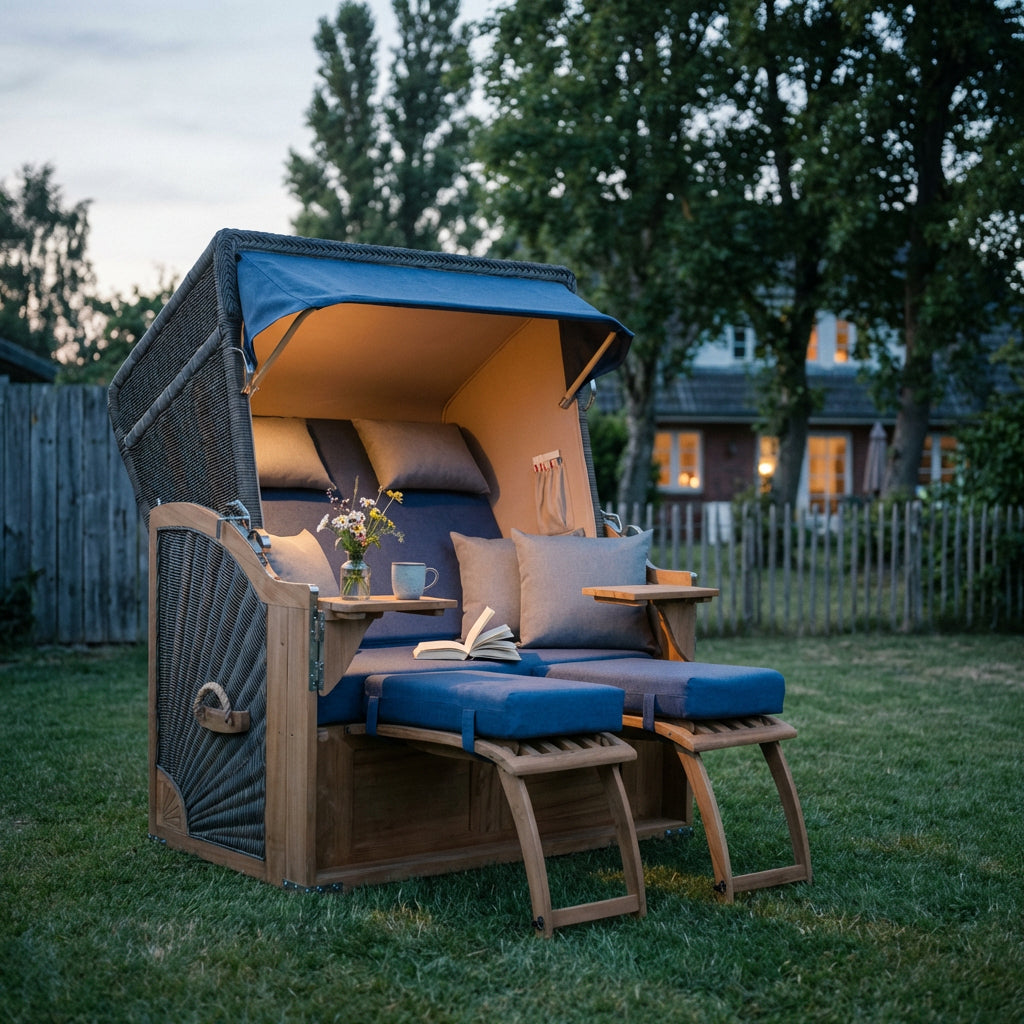 Strandkorb Seeblick Teak PE Grey Dessin 595 - Bild 5