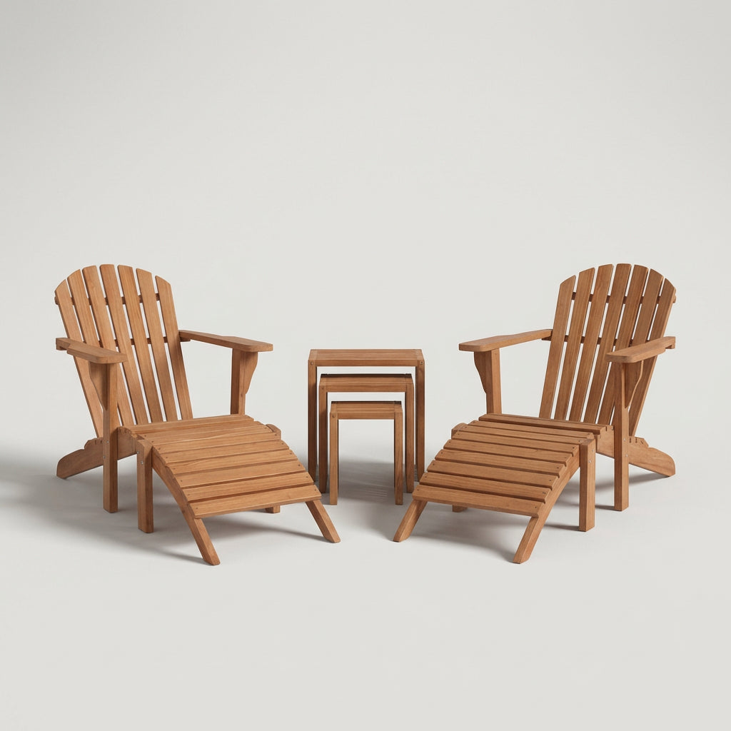 Gartenmöbelset Teak Deckchair Montreal & Beistelltisch 3er Set - Bild 2