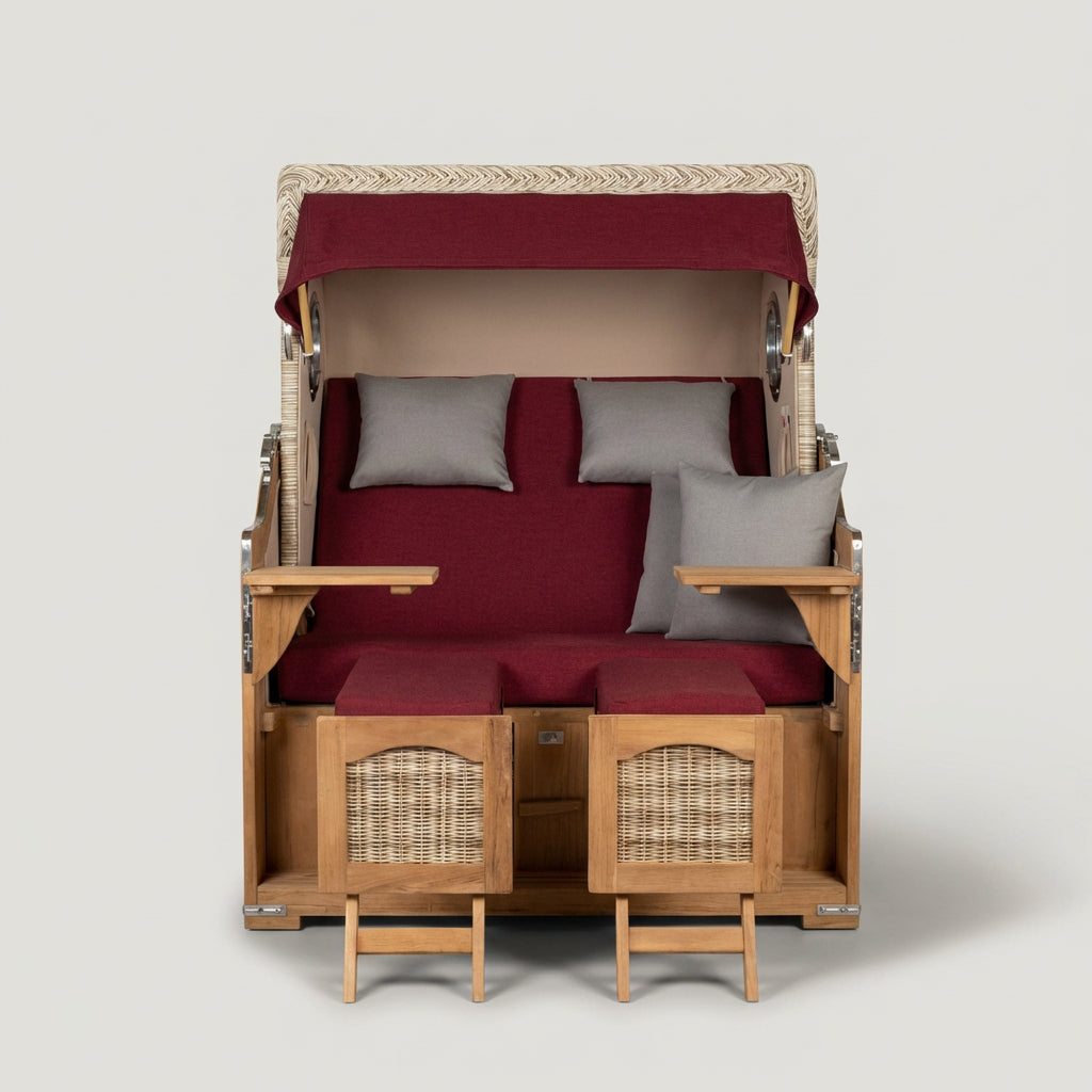 Strandkorb Düne Grande Bullauge Teak PE Shell Dessin 594 - Bild 2