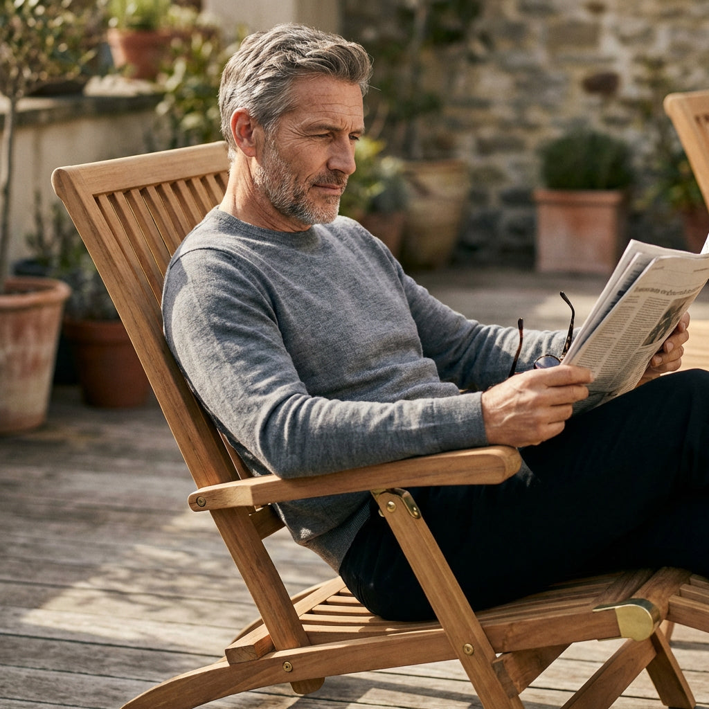 Gartenmöbelset Yacht & Burton aus massivem Teakholz mit Deckchairs und Beistelltisch