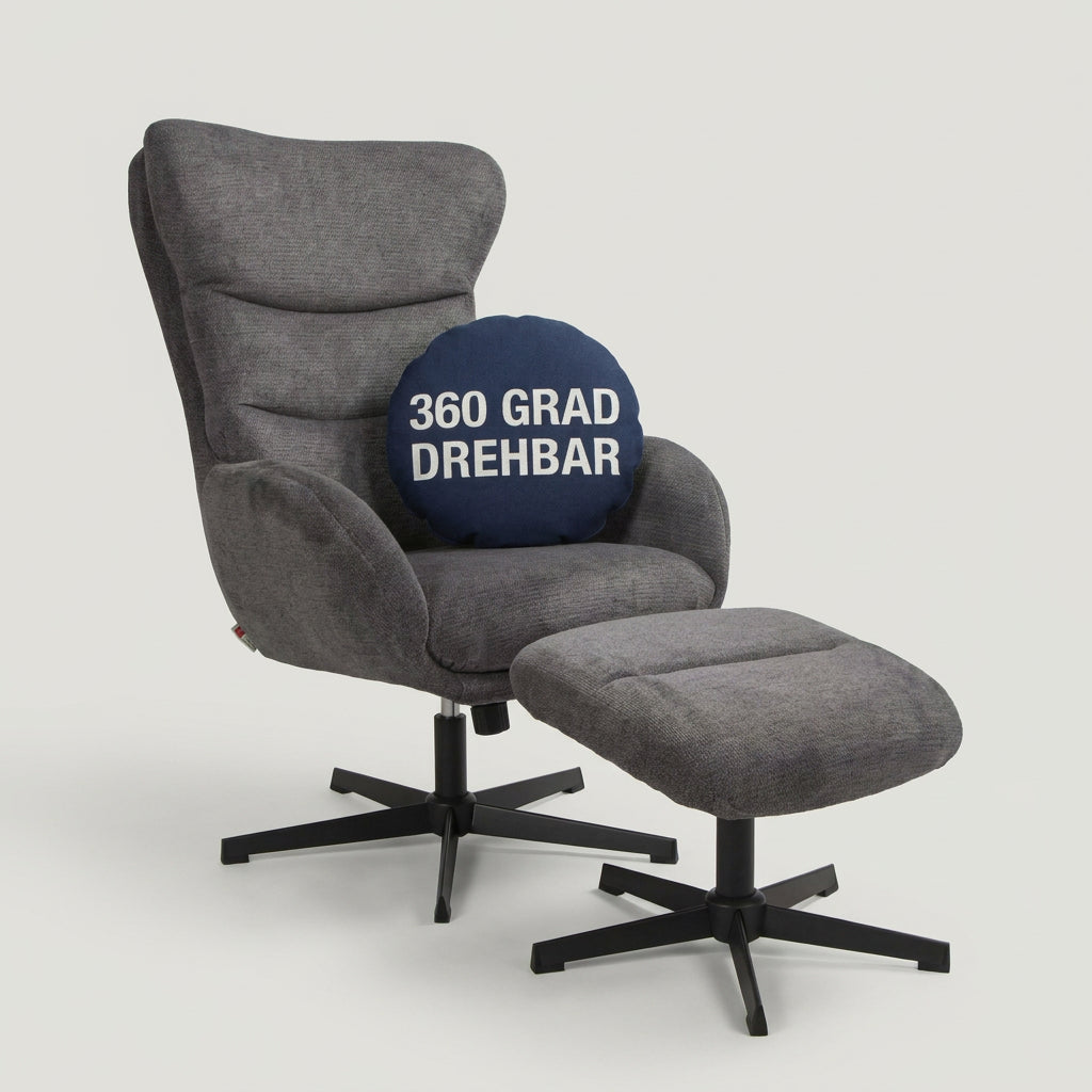 Relaxsessel Lucito Grau inkl. Fußhocker