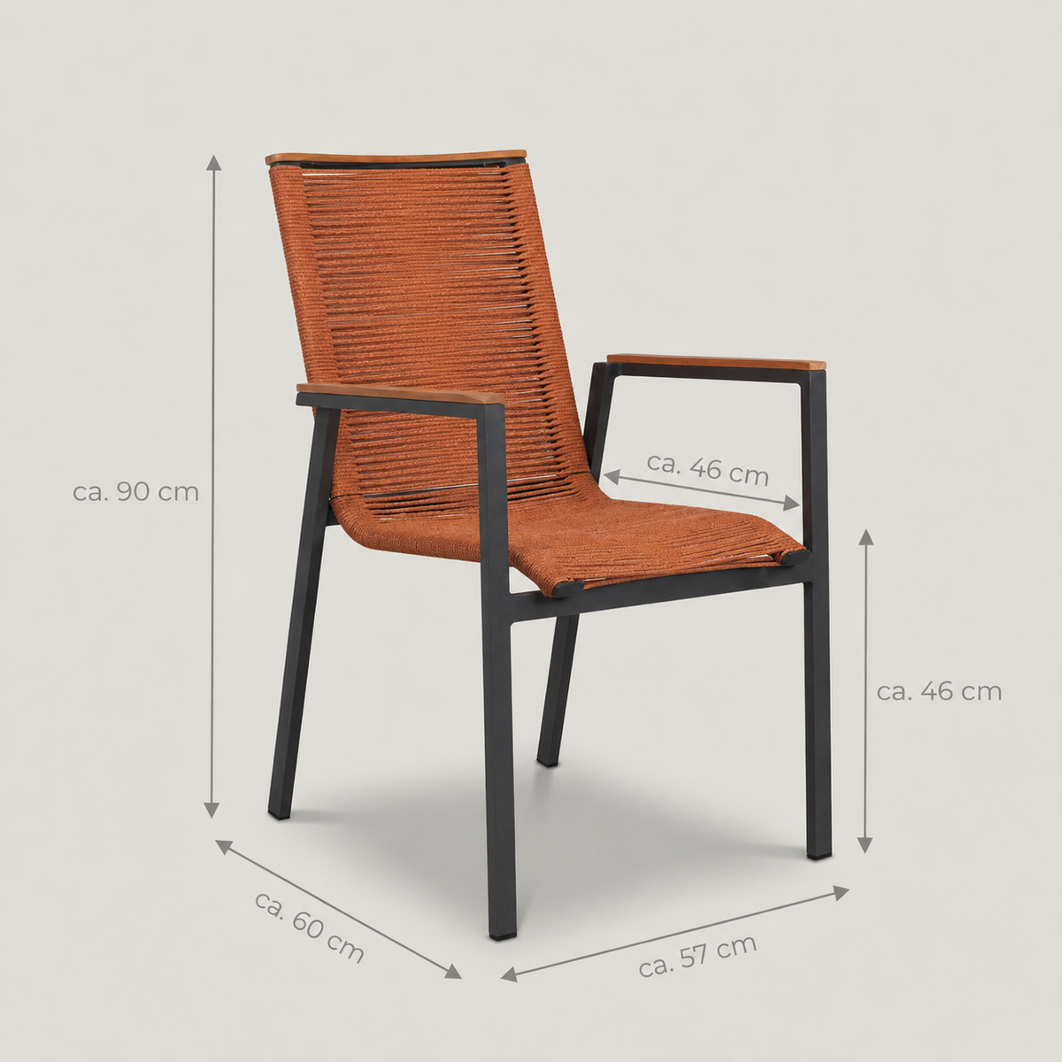 Stapelstuhl Alicante Terracotta und Teakarmlehnen