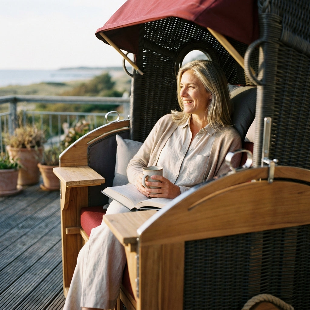 Strandkorb Schillig XL Bullauge Teak PE Grey Dessin 594 - Bild 4