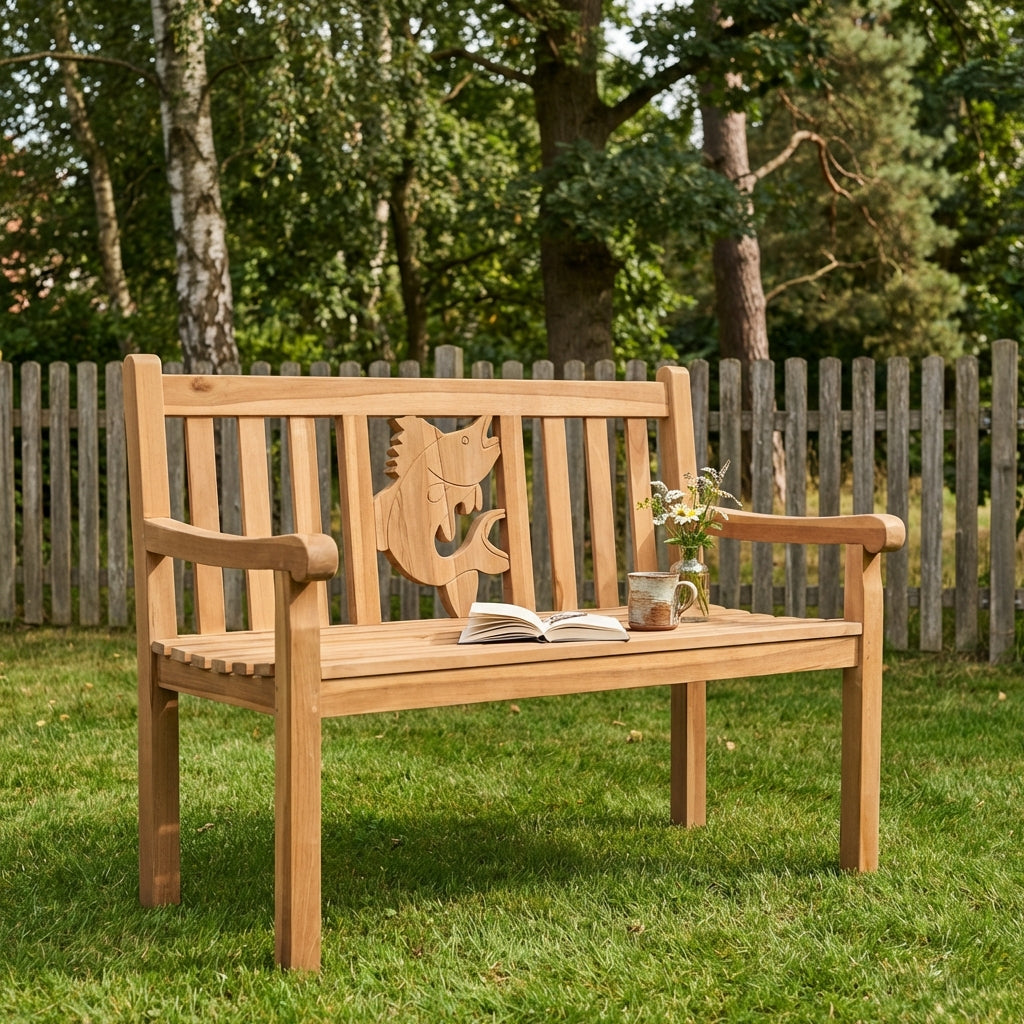 Gartenbank Fisch Teak 120 cm - Bild 5