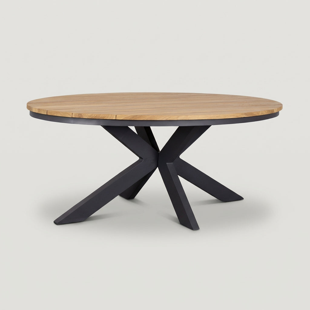 Teaktisch oval 190x115 cm mit Aluminium Untergestell