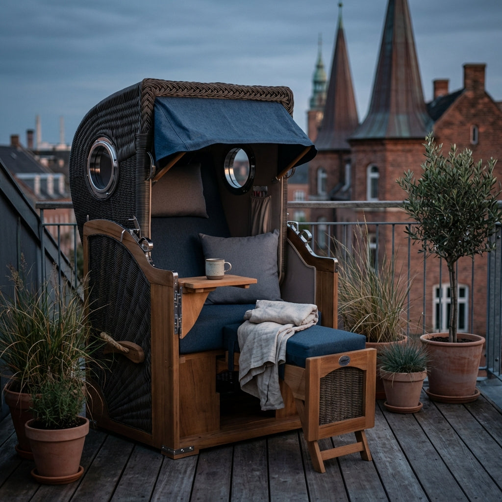 Strandkorb Düne Single Bullauge Teak PE Grey Dessin 593 - Bild 3