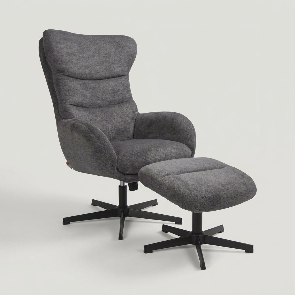 Relaxsessel Lucito Grau inkl. Fußhocker