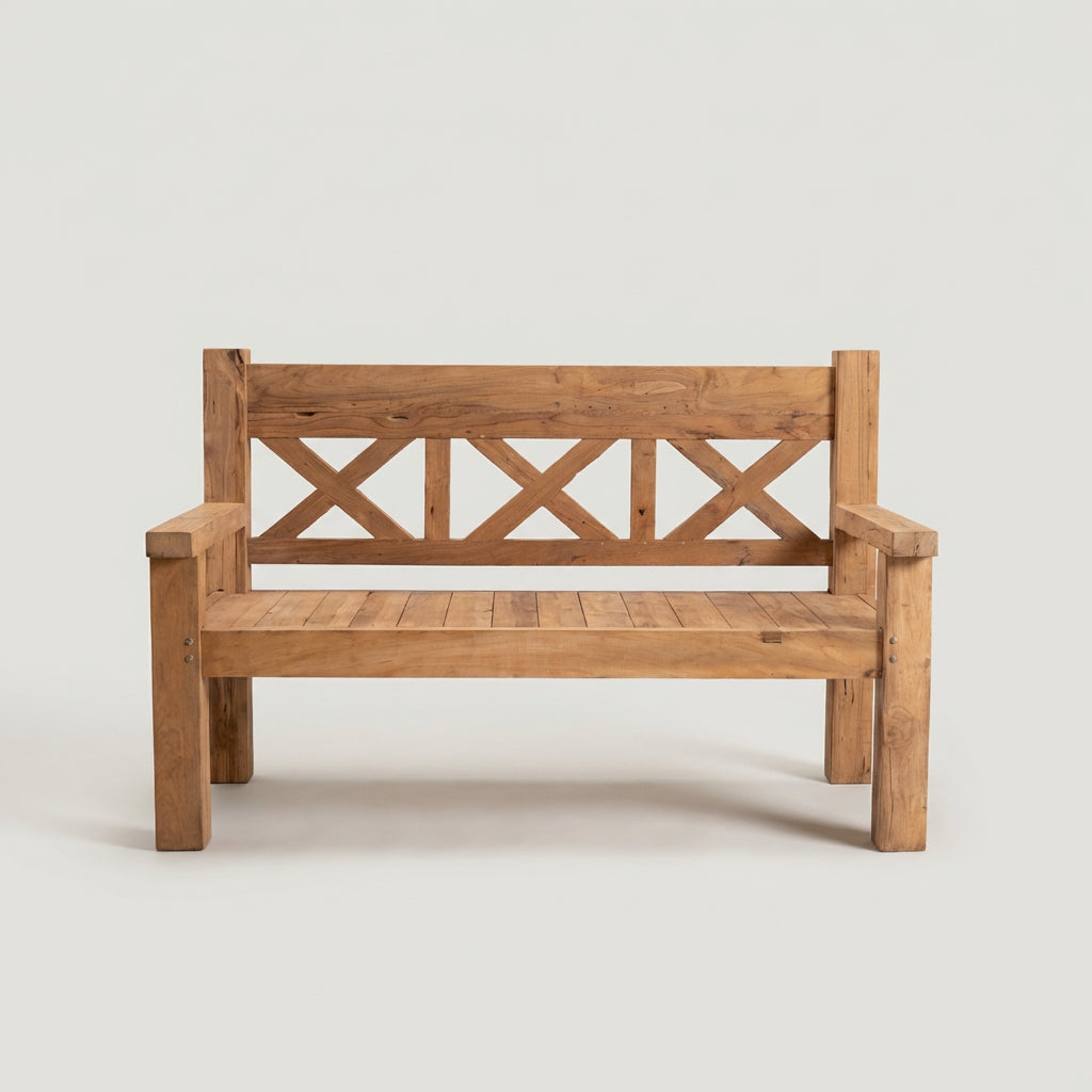 Teakholz Bank 160 cm mit Rückenlehne natur