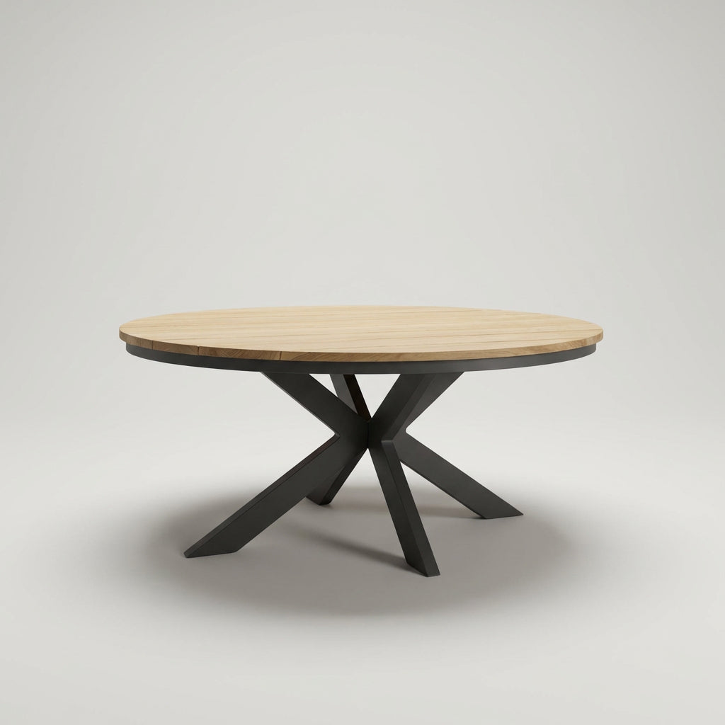 Teaktisch oval 190x115 cm mit Aluminium Untergestell
