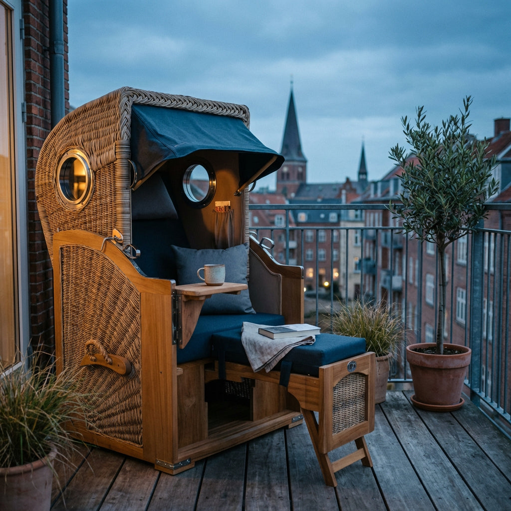 Strandkorb Düne Single Bullauge Teak PE Shell Dessin 593 - Bild 4