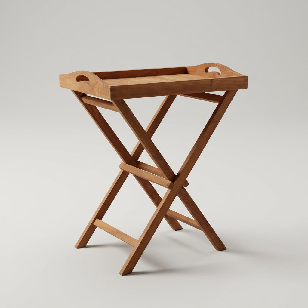 Teakholz Serviertisch klappbar mit Tablett