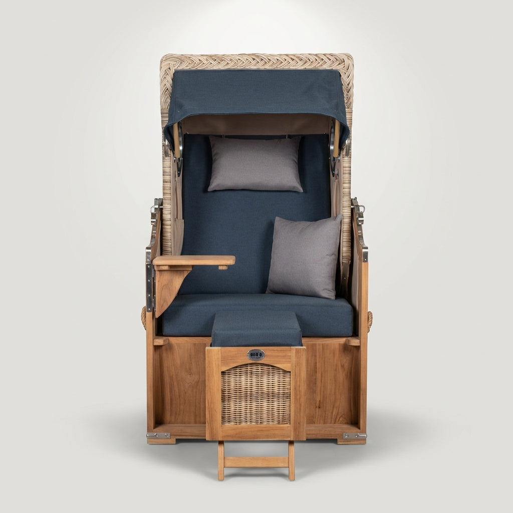 Strandkorb Düne Single Bullauge Teak PE Shell Dessin 593 - Bild 2