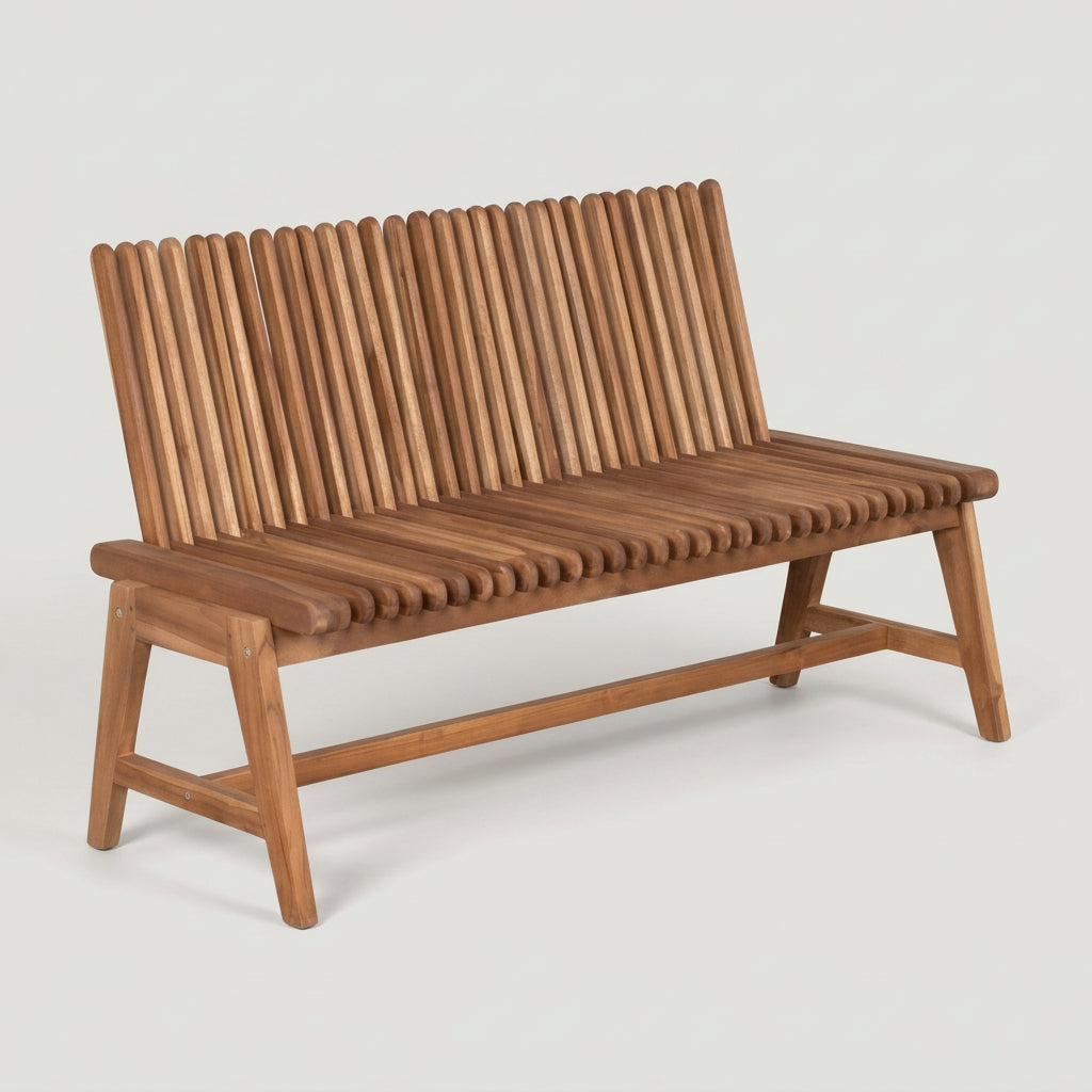Gartenbank Leeds 130 cm aus massivem Teakholz mit Multifunktion