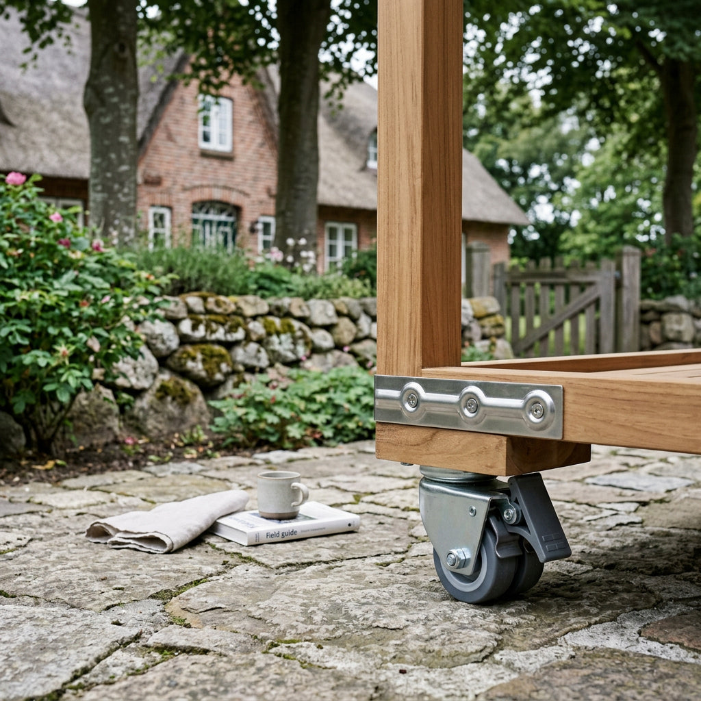 Strandkorbrollen 4er-Set aus robustem Metall mit Feststeller