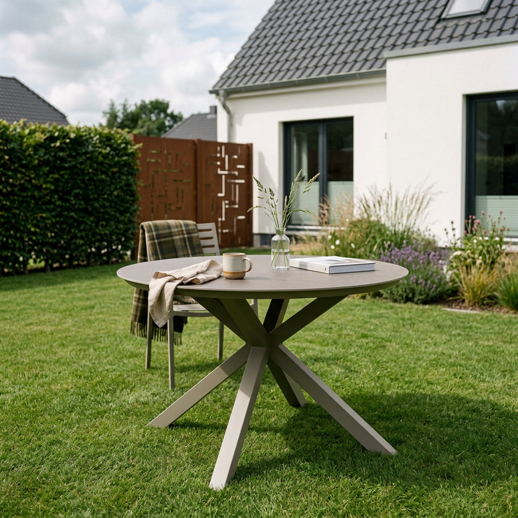 Gartentisch Malaga Rund hell grau 120 cm
