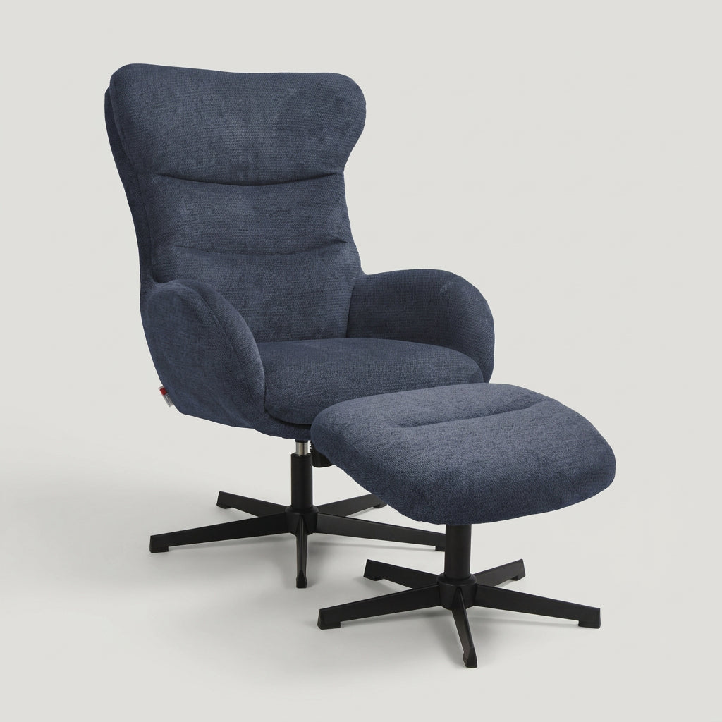 Relaxsessel Lucito Dunkelblau inkl. Fußhocker