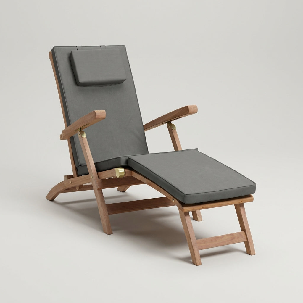 Woodie Deckchair inklusive Kissenauflage uni grey - Bild 1