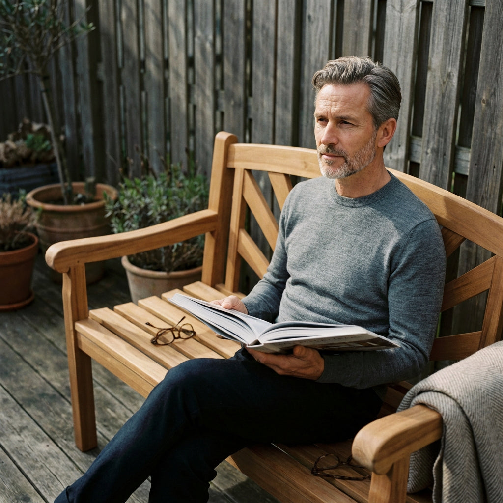 Gartenbank Sonne Teak 120 cm - Bild 6