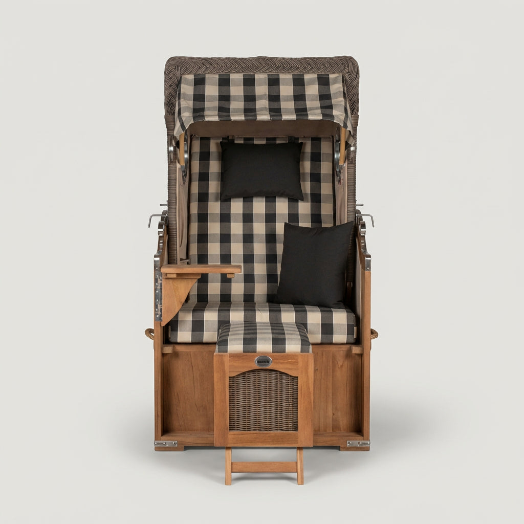 Strandkorb Düne Single Bullauge Teak PE Grey Dessin 505 - Bild 2