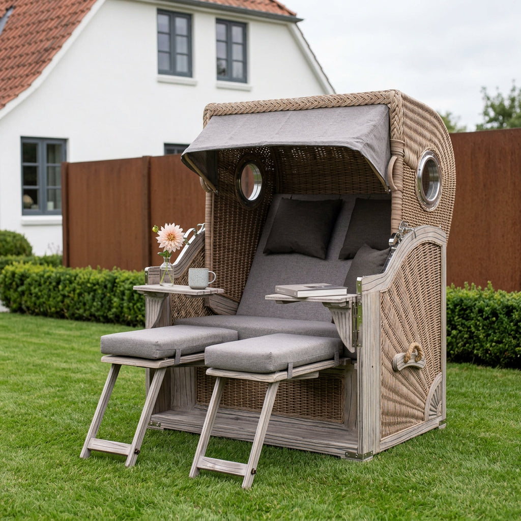 Strandkorb Dünenblick XL in Weiß-Kubu Grau - Bild 3