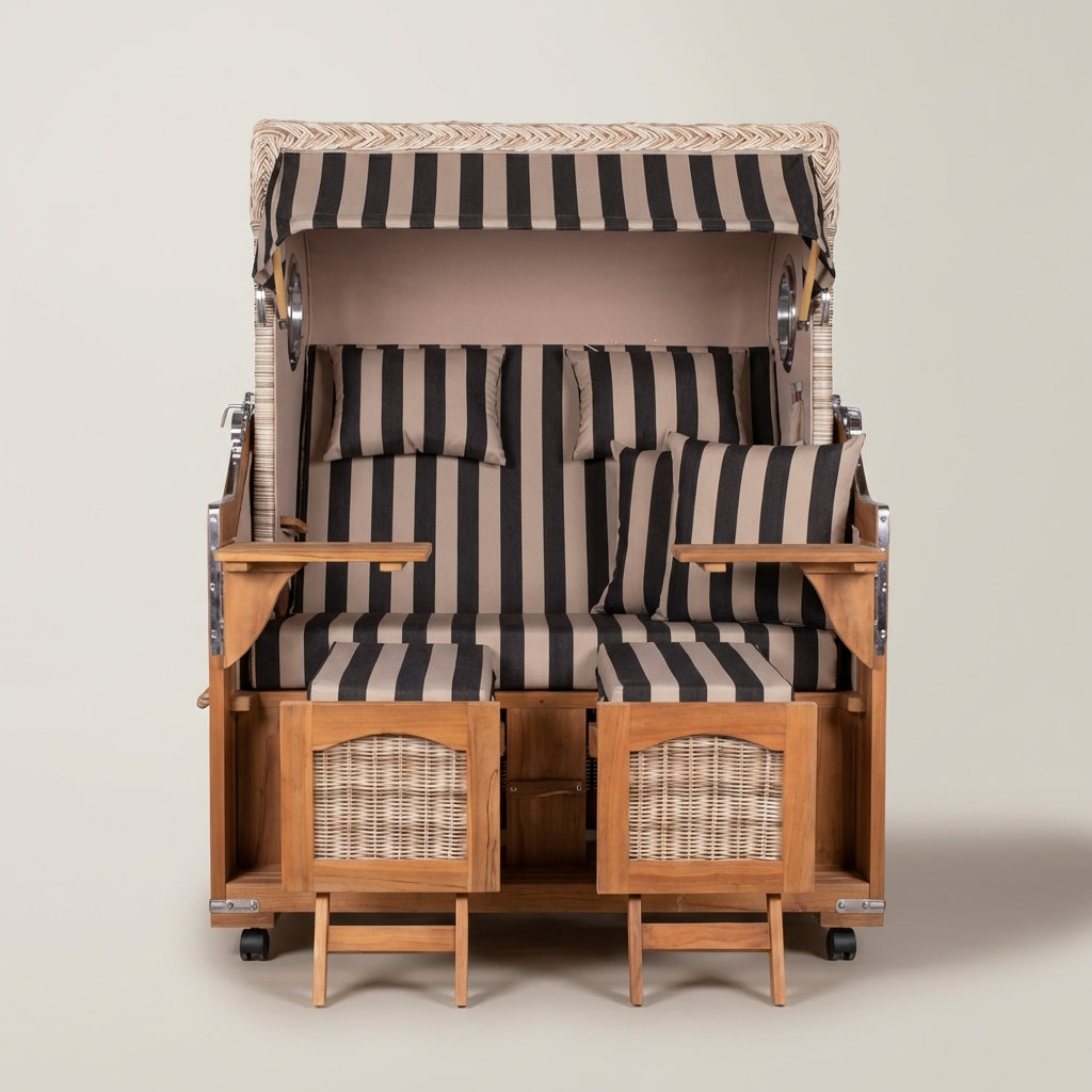 Strandkorb Düne Grande Bullauge Teak PE Shell Dessin 581 - Bild 2